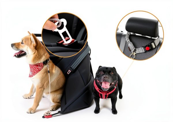 CHZUOBER Dog Car Harness Steel Cable Chew Proof Design-3