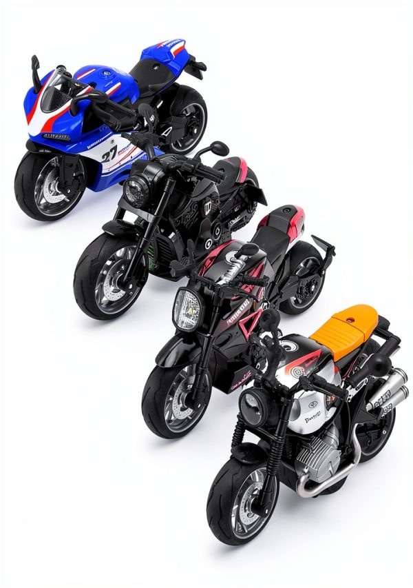 BOBUEXER Alloy Motorcycle Toys Lights Sounds 4 Pack-1