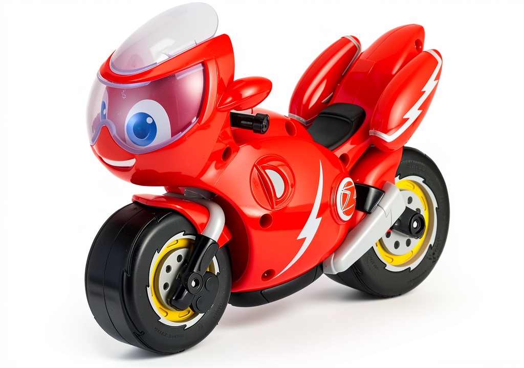 Ricky Zoom motorcycle toy showing steering and lighted visor