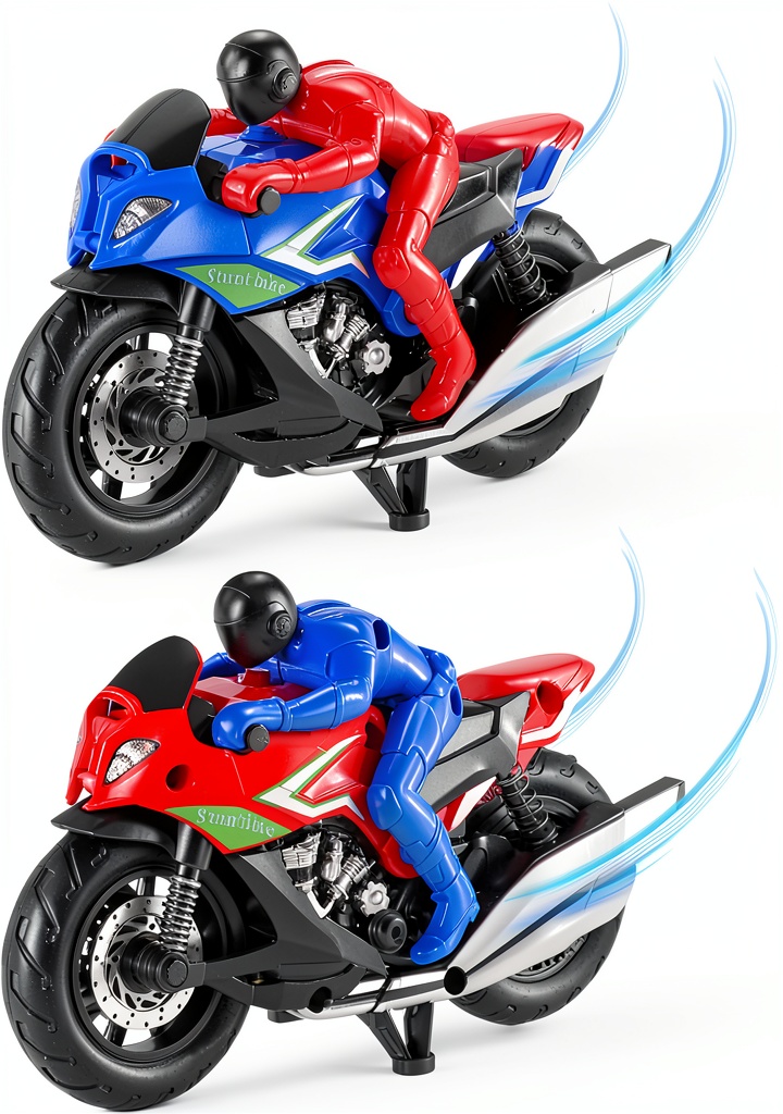 Vioziot pull back motorcycle toy in action on a racetrack