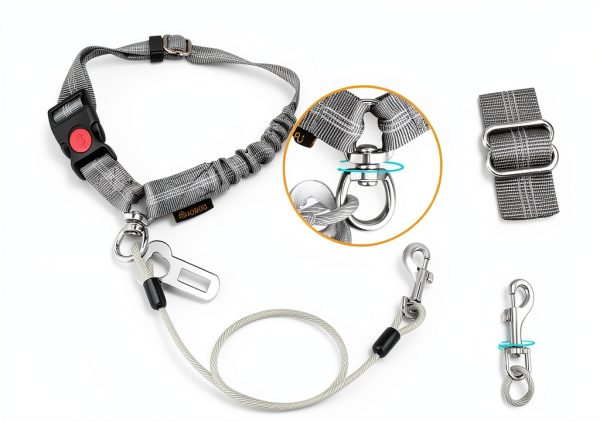 CHZUOBER Dog Car Harness Steel Cable Chew Proof Design-4