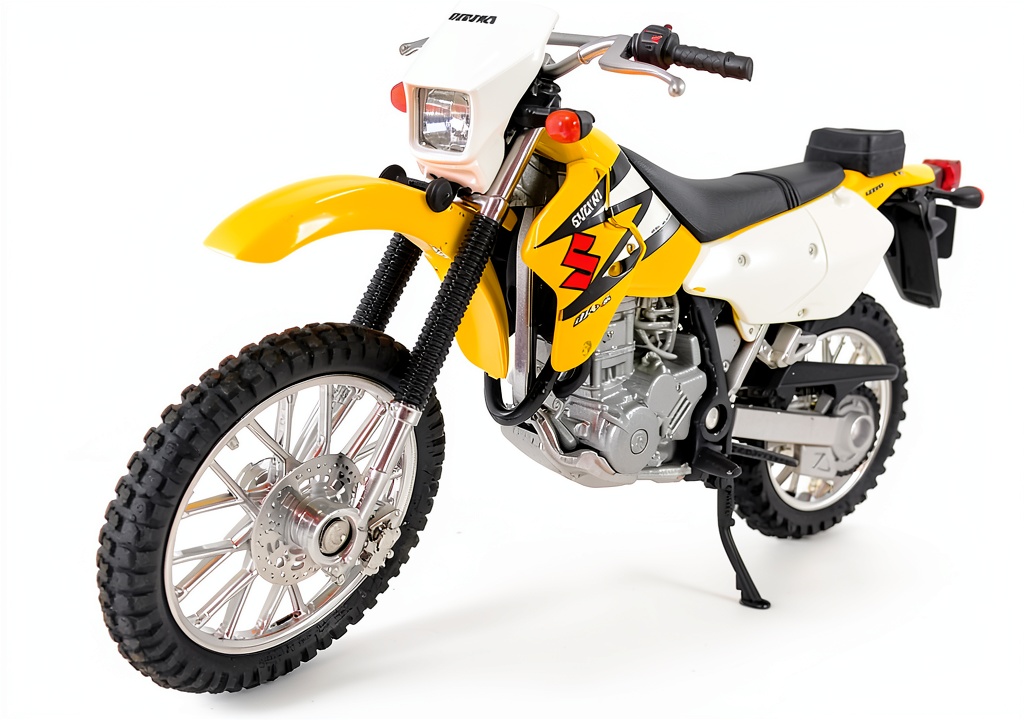 Welly Suzuki DR-Z400S diecast motorcycle displayed on a shelf