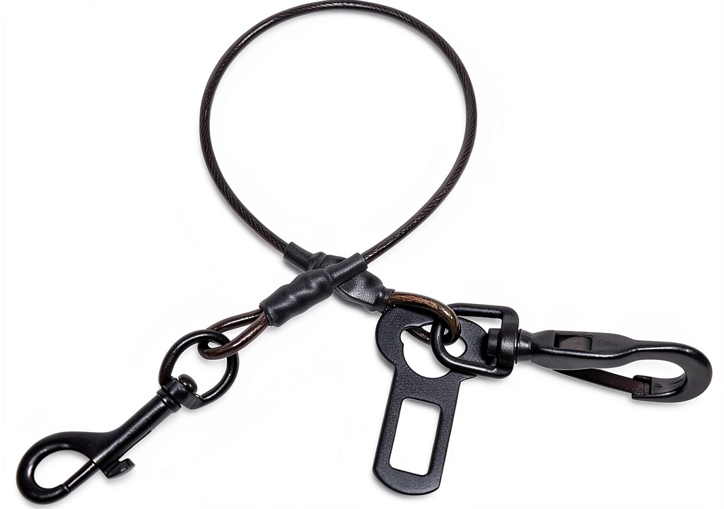 VIVAGLORY dog seatbelt attached to car seatbelt with dog in harness
