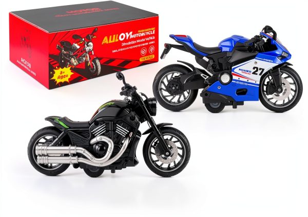 BOBUEXER Alloy Motorcycle Toys Lights Sounds 4 Pack-0