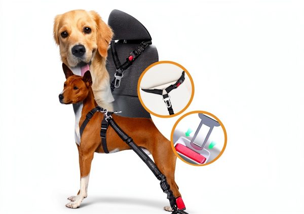 Dog Car Harness DVEDO Dual Clip Bungee Design-5