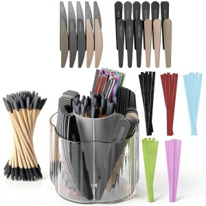 Lasnten 131 Pcs Sanding Sticks Set 360 Degree Rotating Holder 40 Polishing Sticks 30 Sanding Twigs 60 Double Side Slanted Twigs for Plastic Models Jewelry Woodworking Hobby Arts Crafts-0
